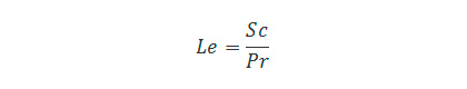 プラントル数Prとシュミット数Scを用いたルイス数計算式